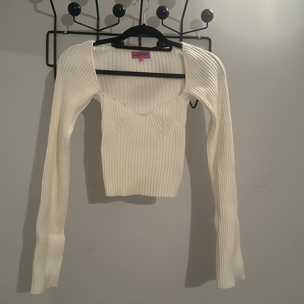 White long sleeve edikted going out top (size:M) *NEVER WORN*